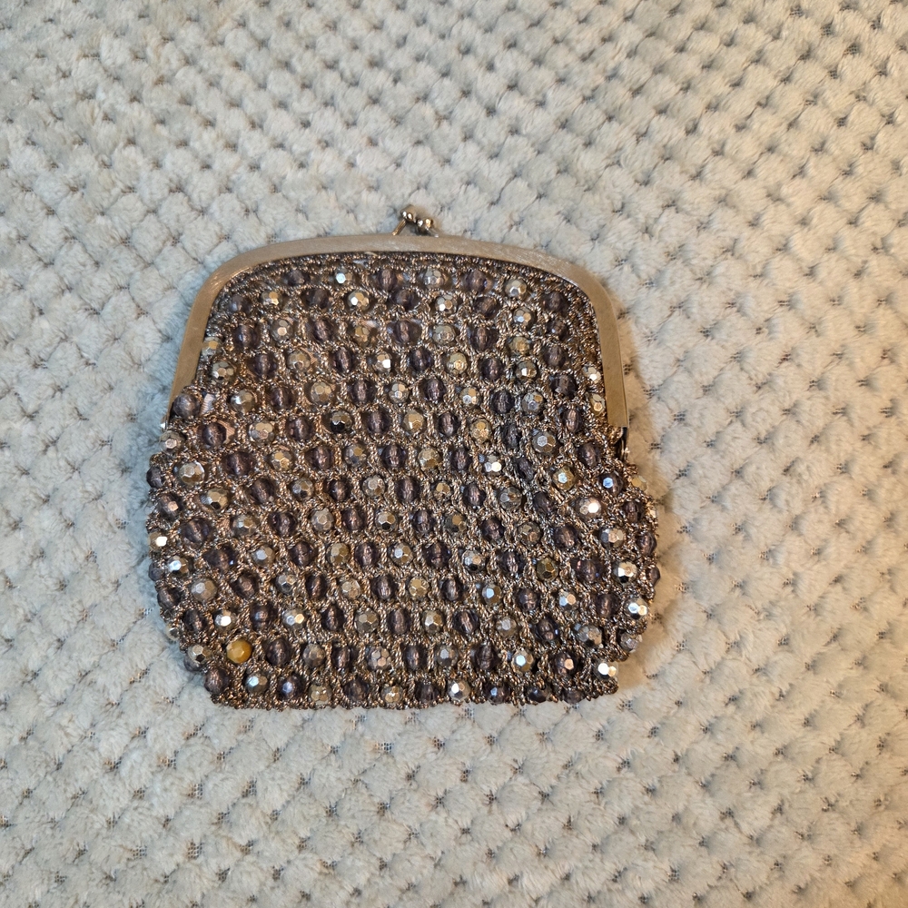 Vintage 1960s Rosenfeld Silver Beaded Evening Bag Kiss Lock Made in Italy